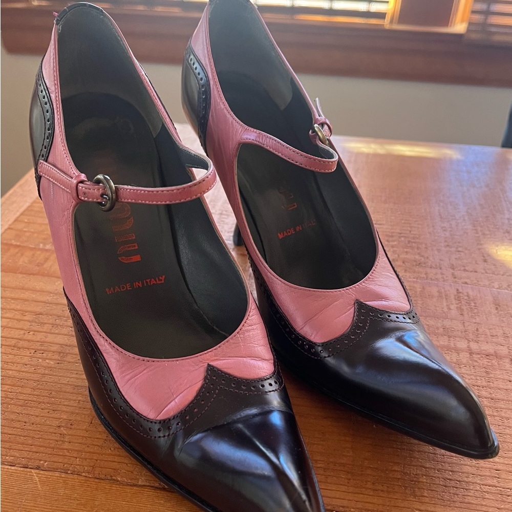 Miu Miu Pink and Brown Mary Jane Heels